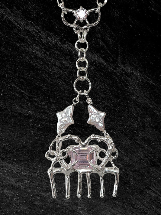 Silver Maiden Comb Necklace