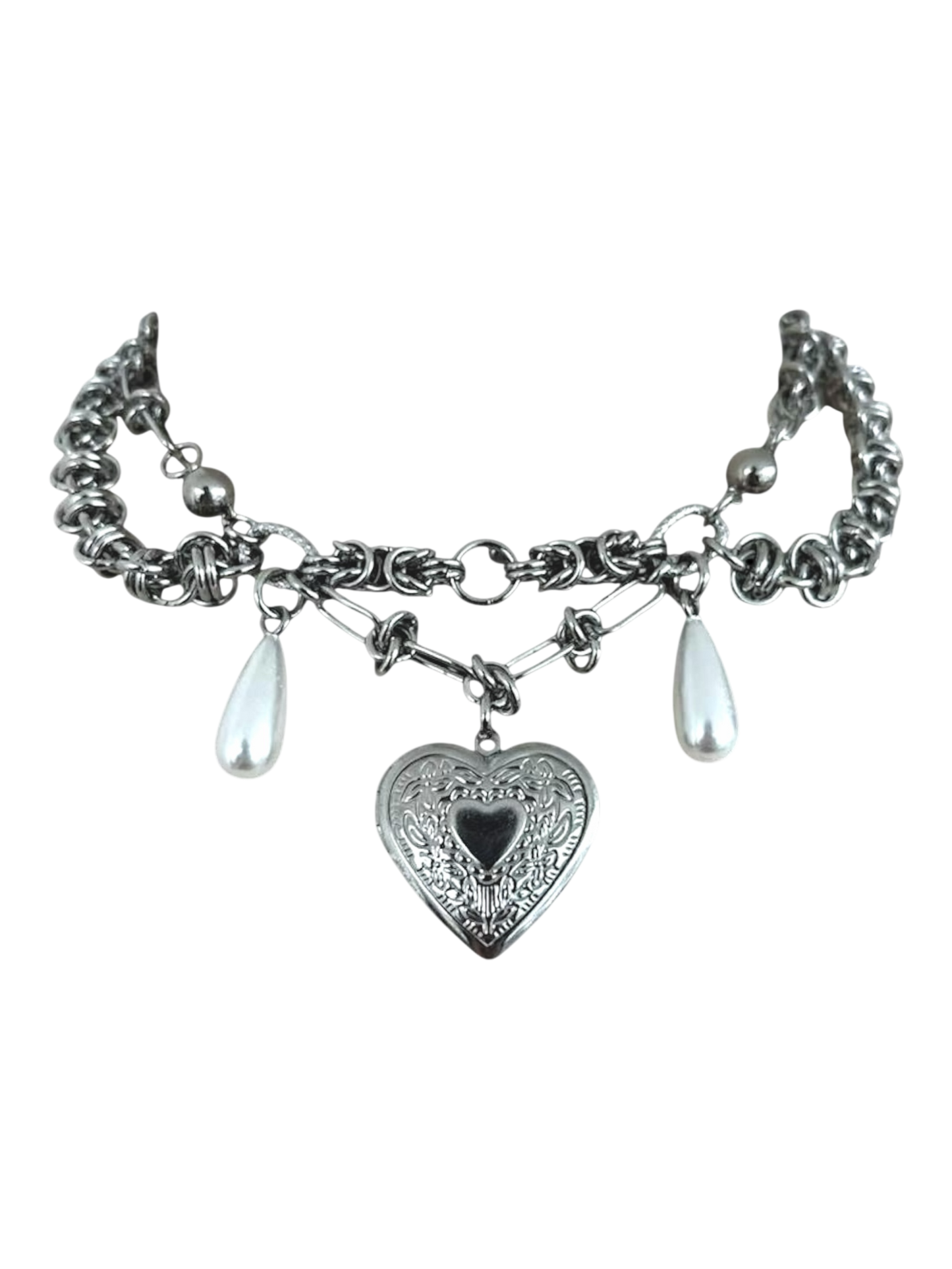 Mixed Chain Heart Locket Necklace