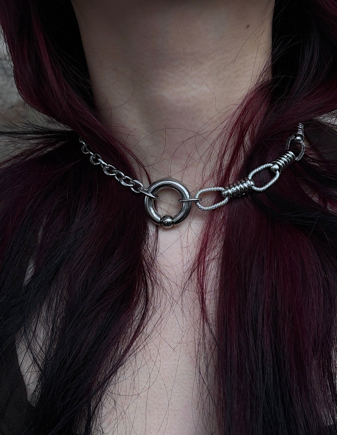 Asymmetrical Captive Bead Necklace