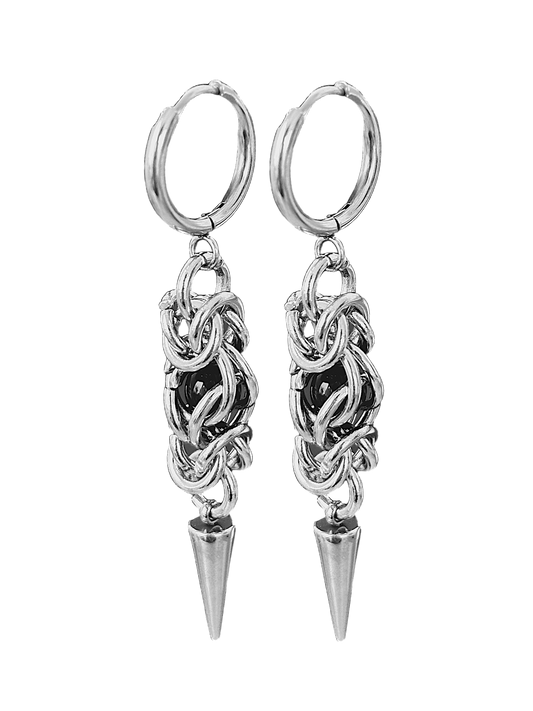 Black Spiked Encased Bead Earrings