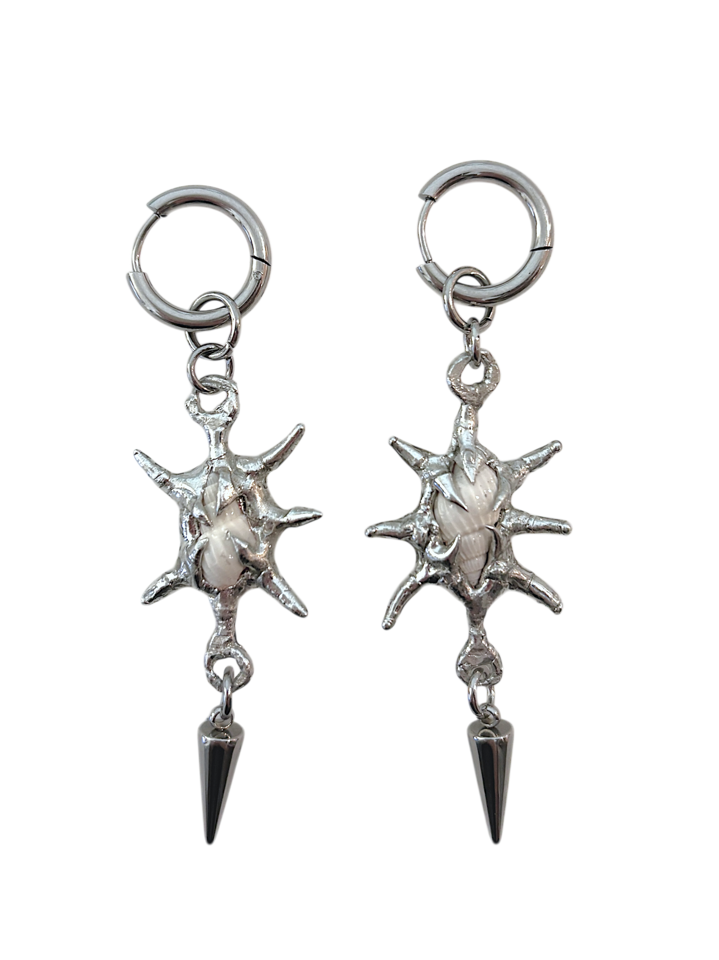 Spiky White Seashell Earrings (Made to Order)