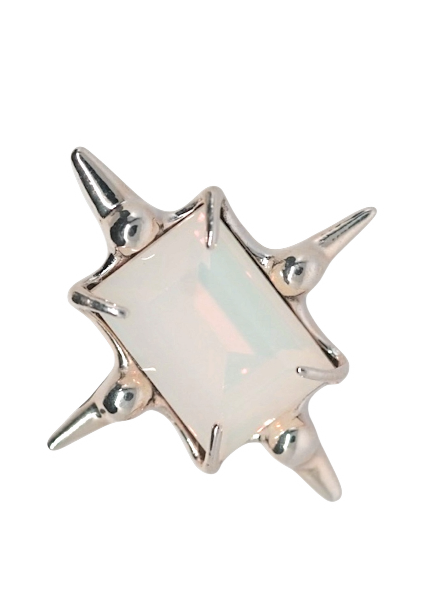 Milky White Astroid Ring