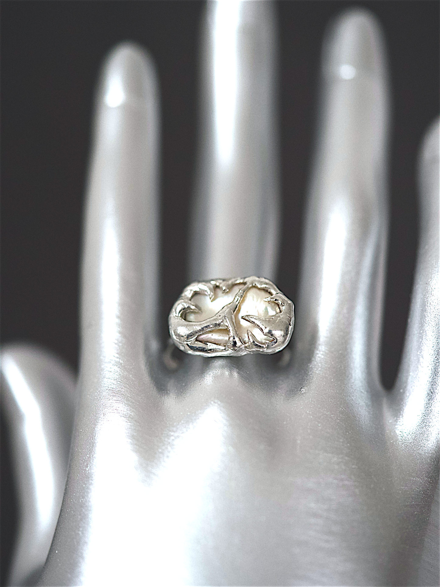 Caged Pearl Ring