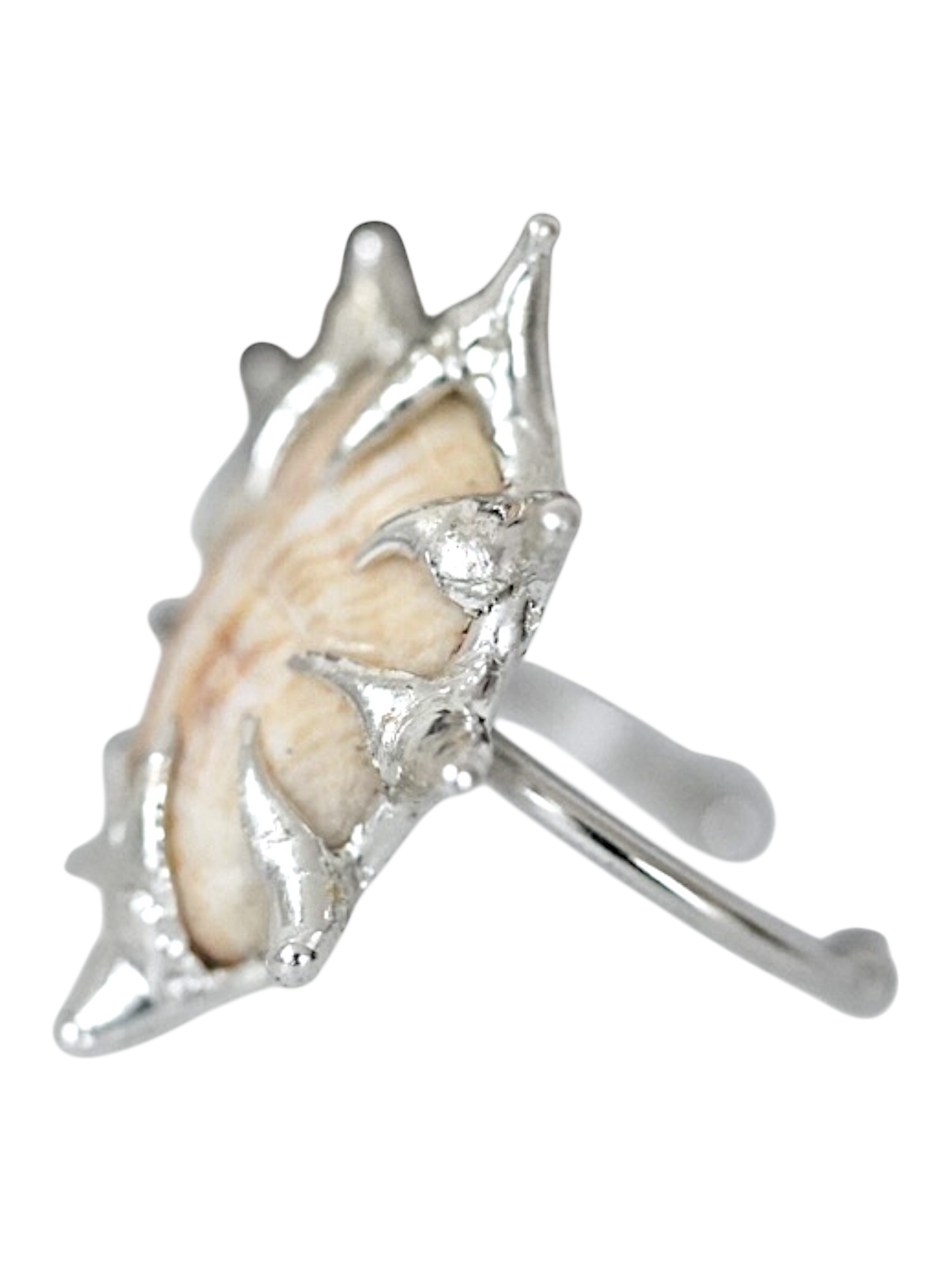 Tan Caged Shell Ring