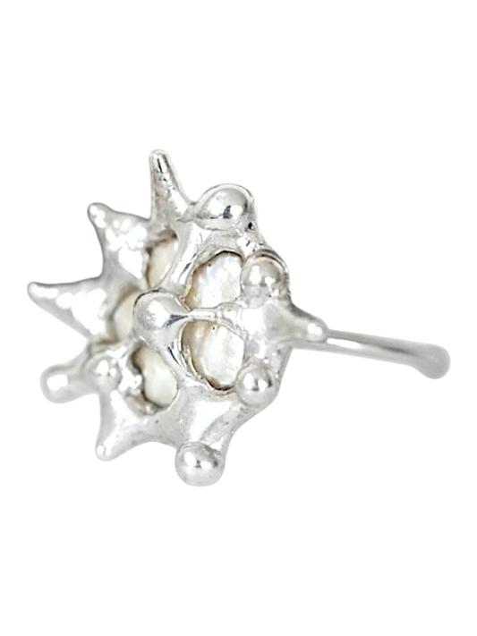 Caged Floral Pearl Ring