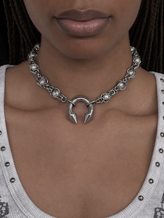 Encased Pearls Pierce Choker