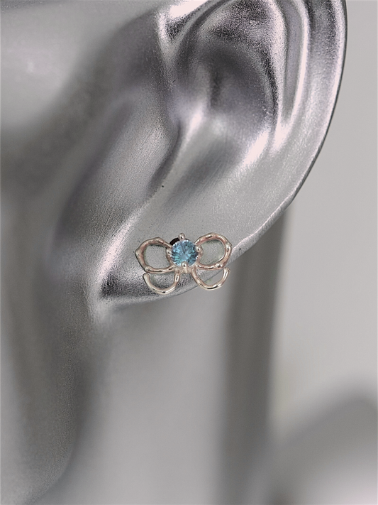 Blue Mini Bow Studs