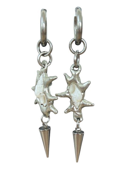 Spiky White Seashell Earrings