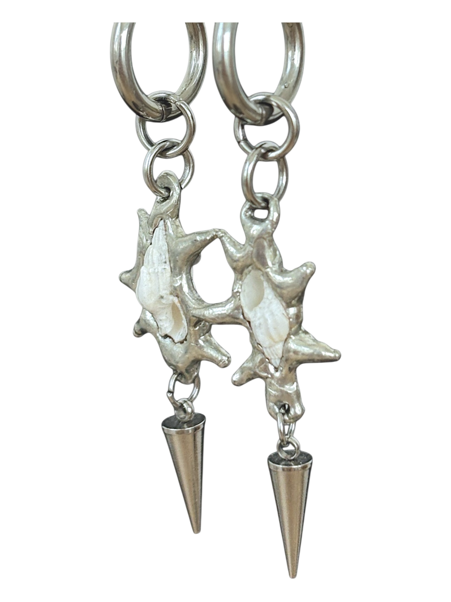 Spiky White Seashell Earrings