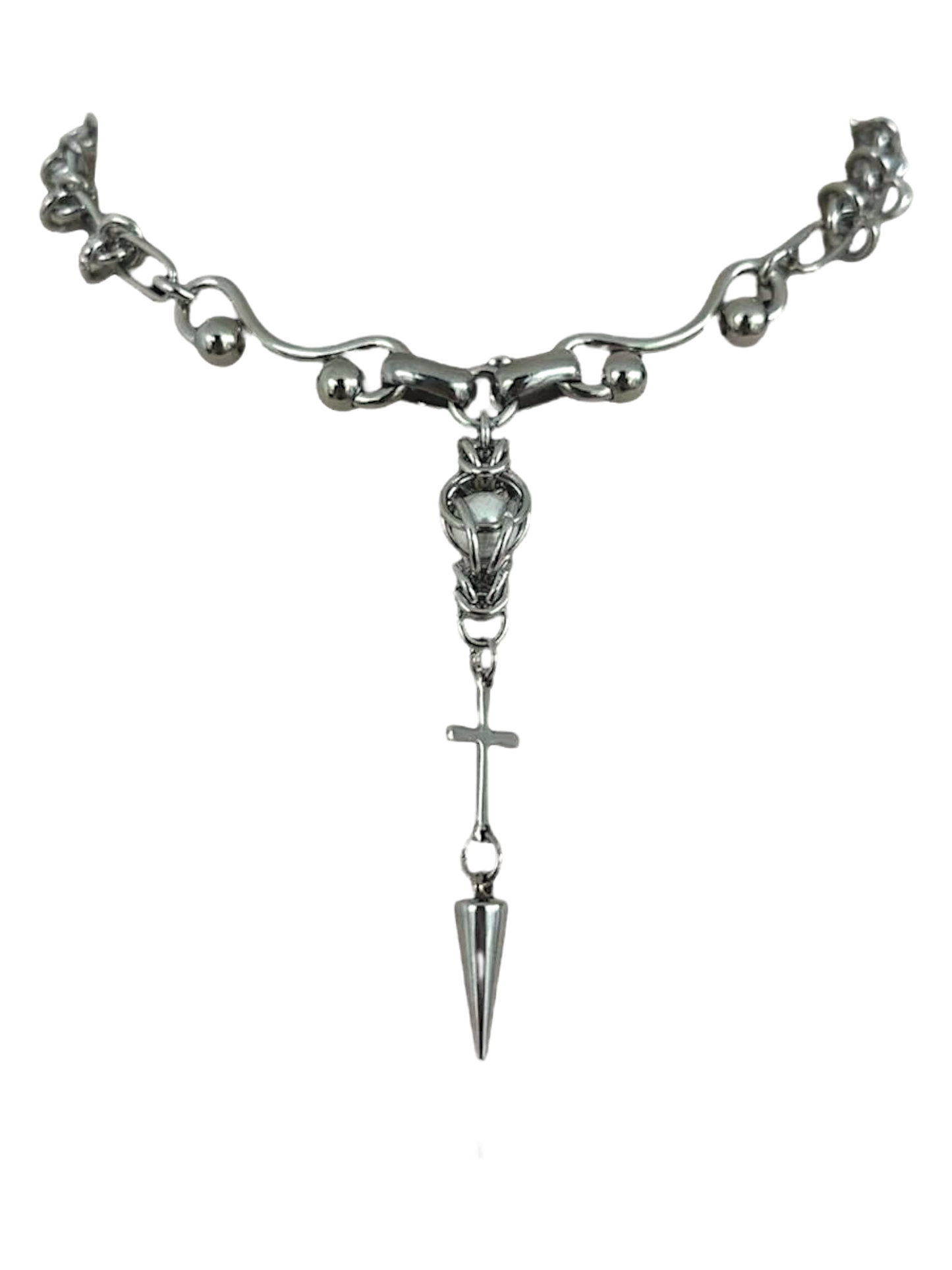 Cross & Spike Lariat Choker Necklace