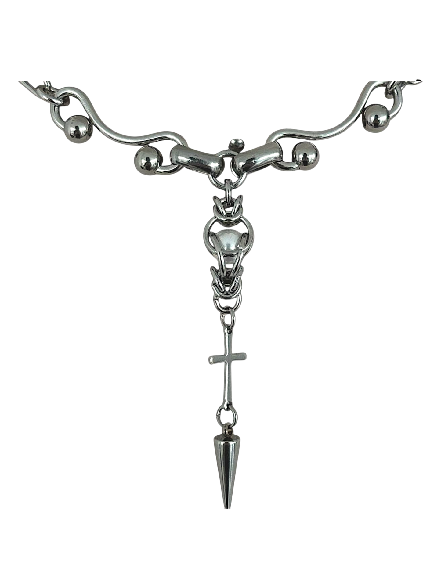 Cross & Spike Lariat Choker Necklace
