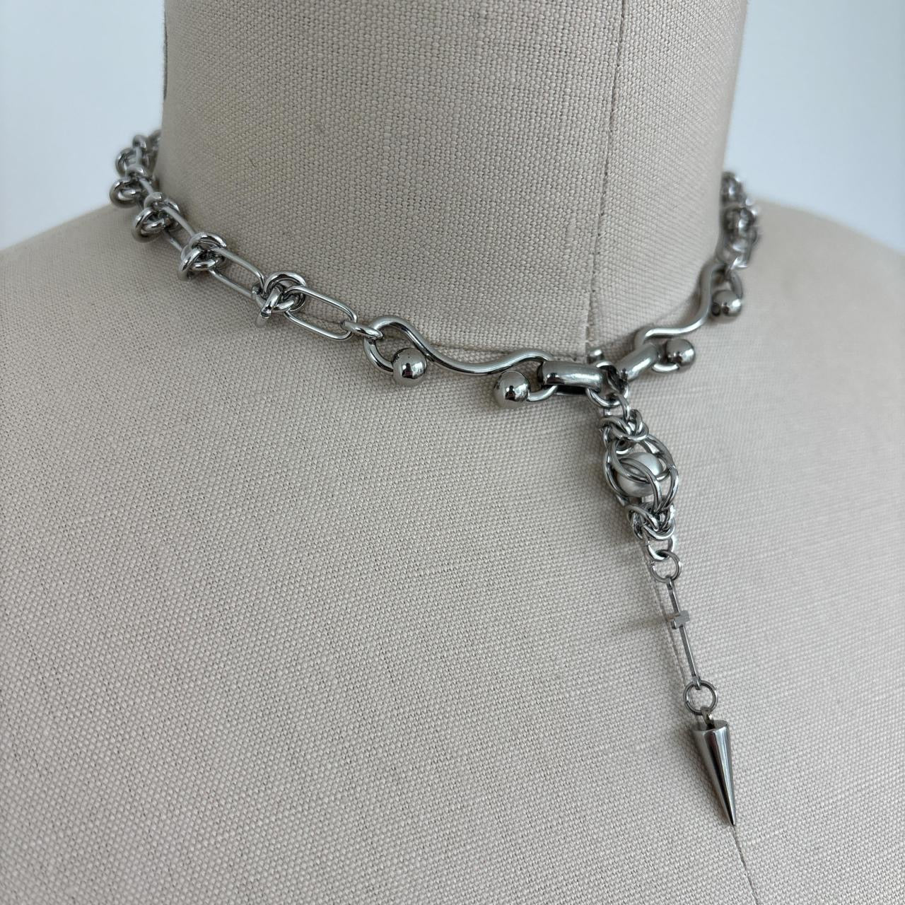 Cross & Spike Lariat Choker Necklace