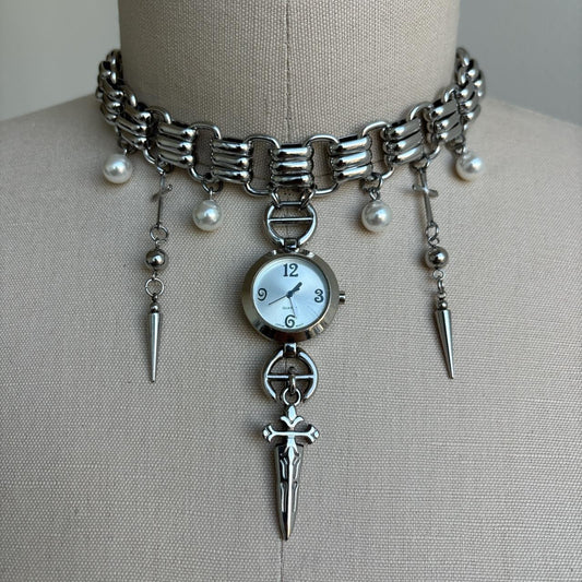 Gothic Watch Choker Necklace
