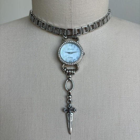 Gothic Sword Watch Choker Necklace
