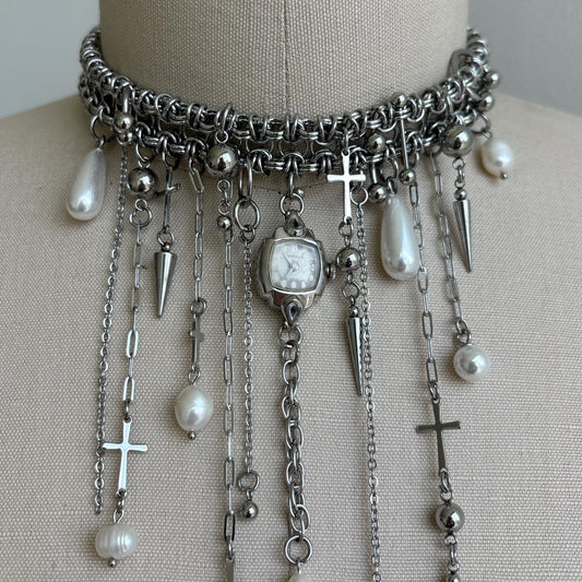 Gothic Maximalist Watch Choker Necklace