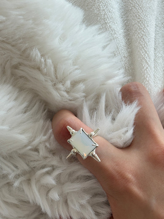 Milky White Astroid Ring