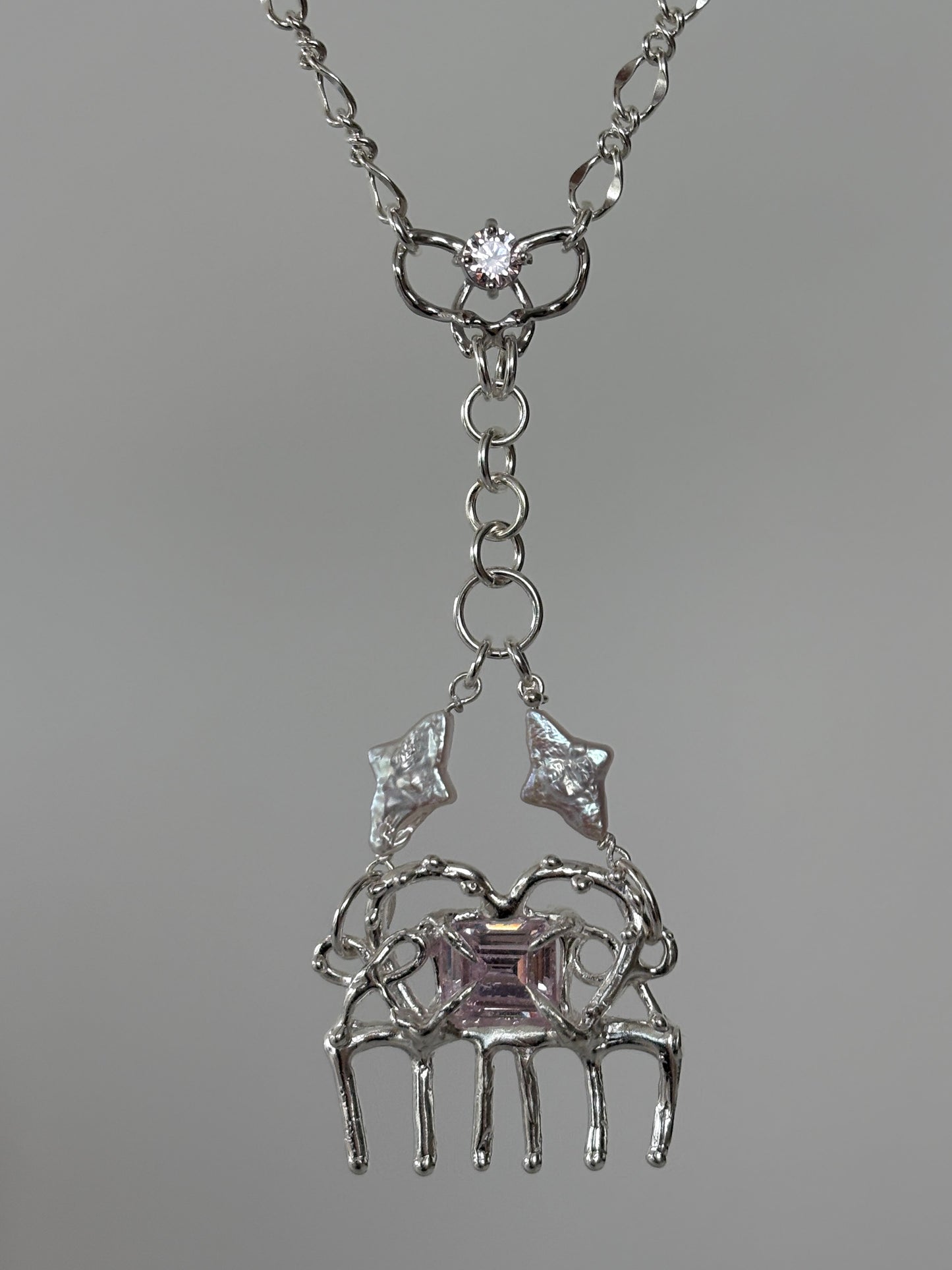 Silver Maiden Comb Necklace