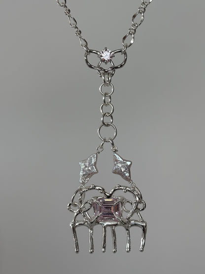 Silver Maiden Comb Necklace