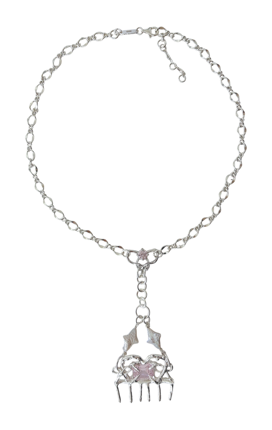 Silver Maiden Comb Necklace