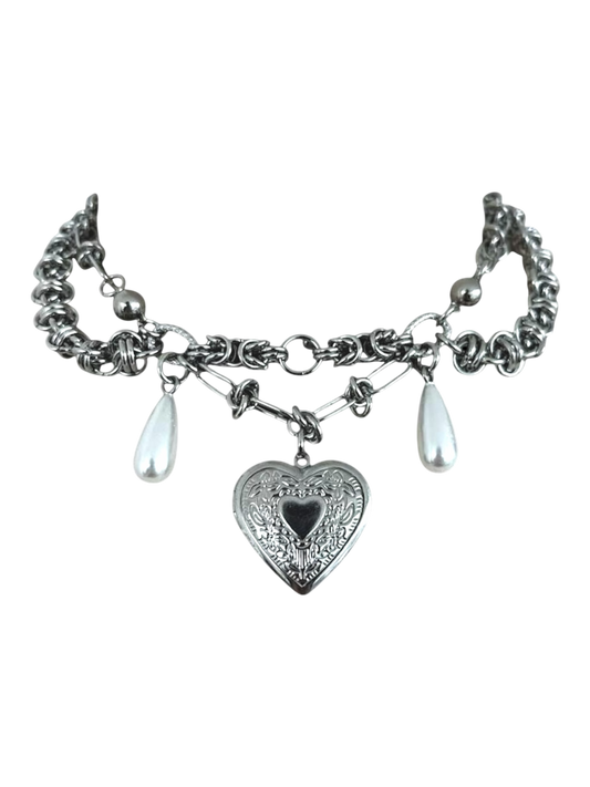 Mixed Chain Heart Locket Necklace
