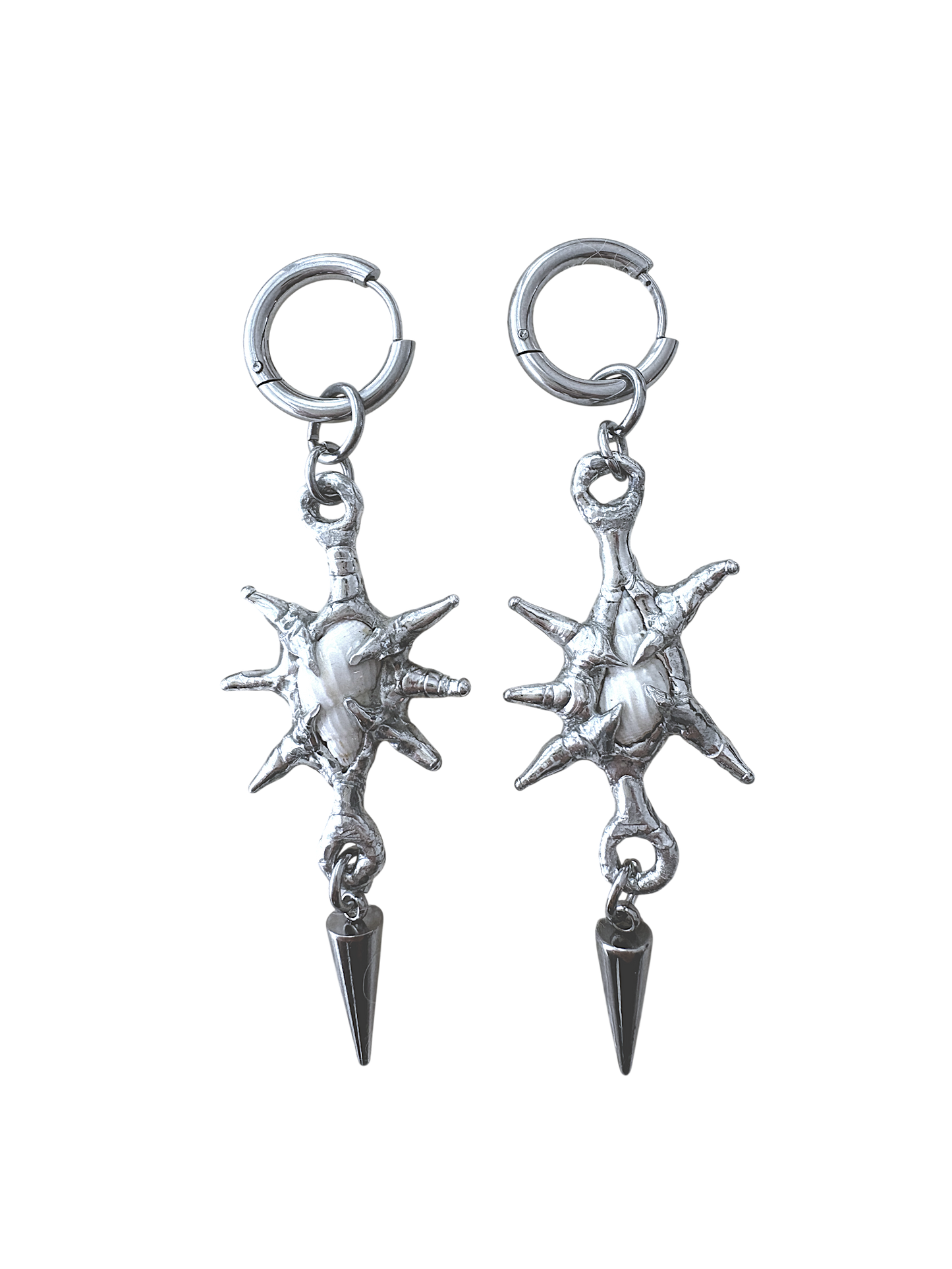 Spiky White Seashell Earrings