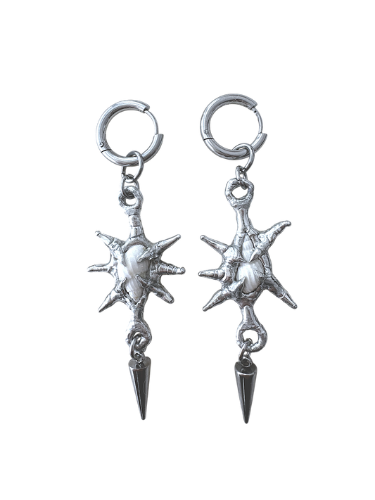 Spiky White Seashell Earrings