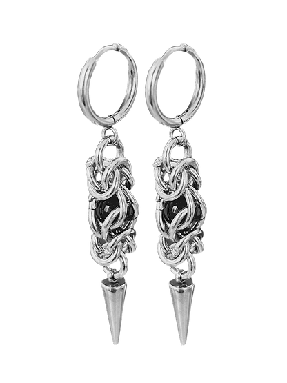 Black Spiked Encased Bead Earrings