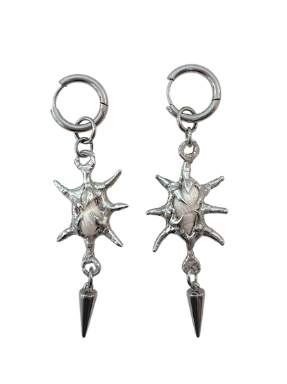 Spiky White Seashell Earrings (Made to Order)