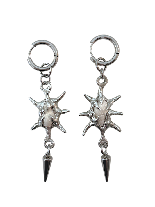Spiky White Seashell Earrings (Made to Order)