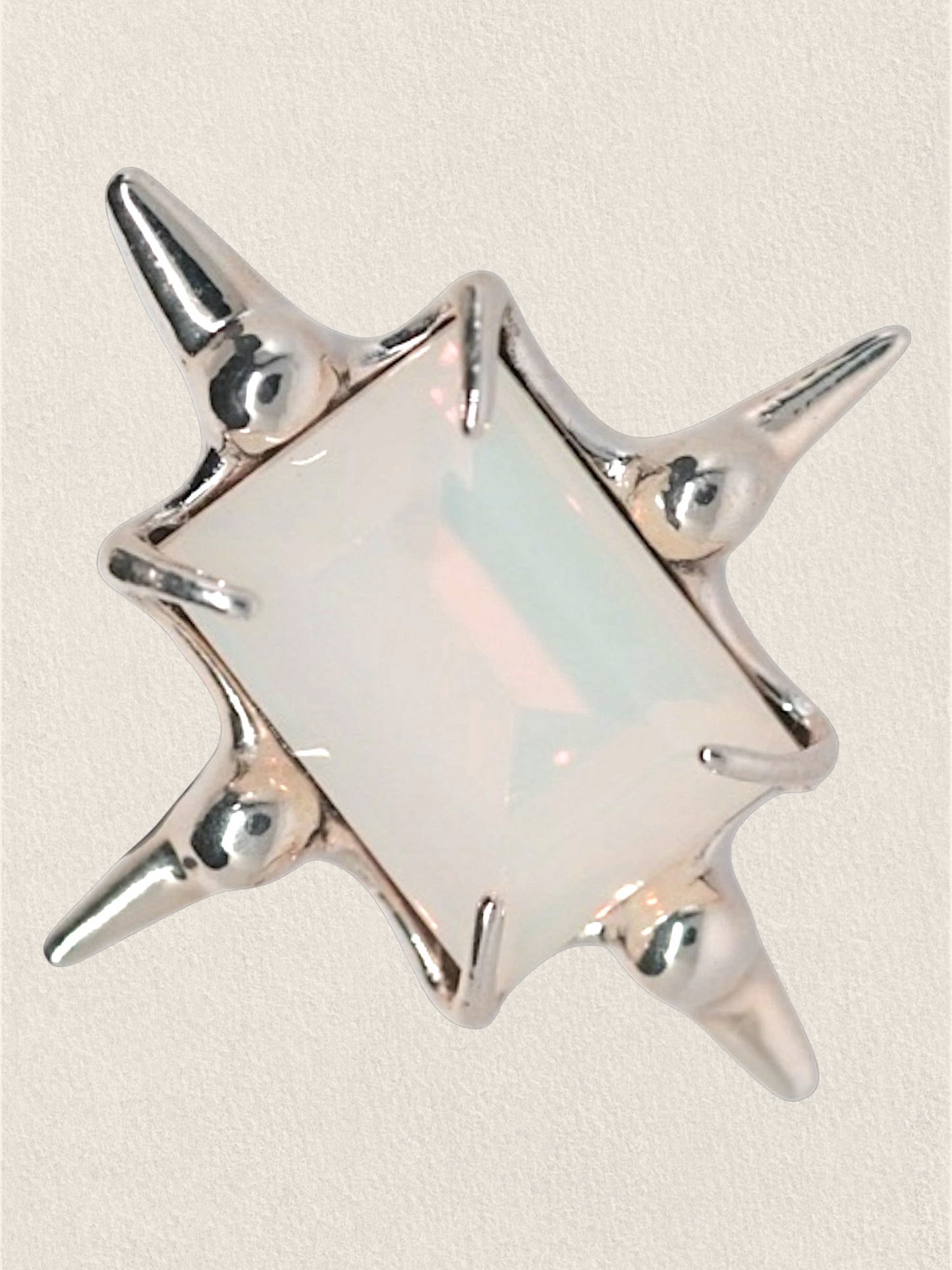 Milky White Astroid Ring