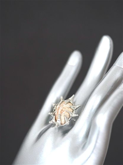 Tan Caged Shell Ring