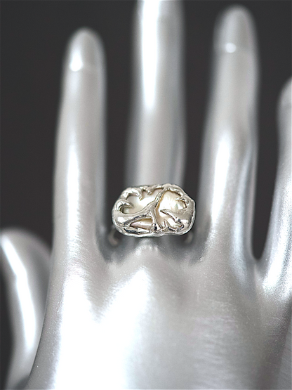 Caged Pearl Ring