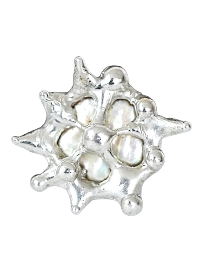 Caged Floral Pearl Ring