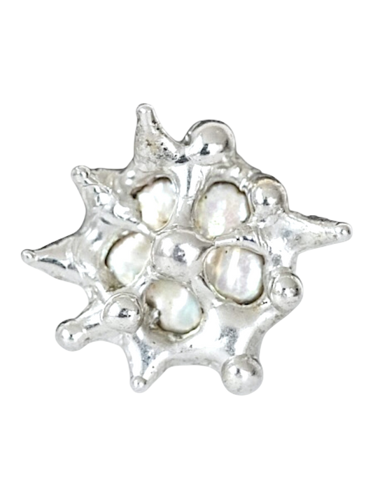 Caged Floral Pearl Ring