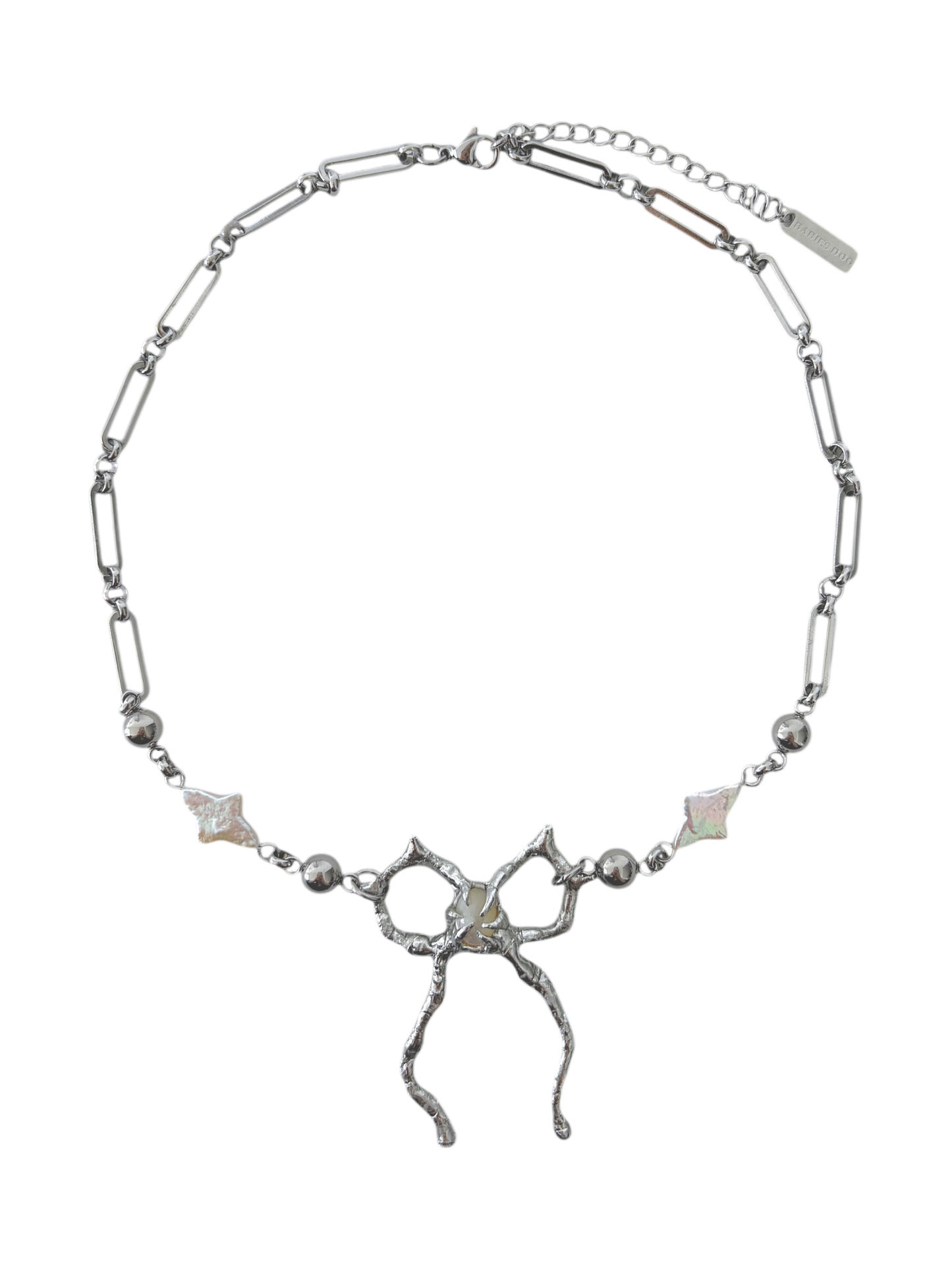 Spiky Bow and Pearl Necklace