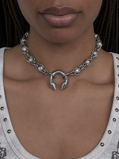 Encased Pearls Pierce Choker
