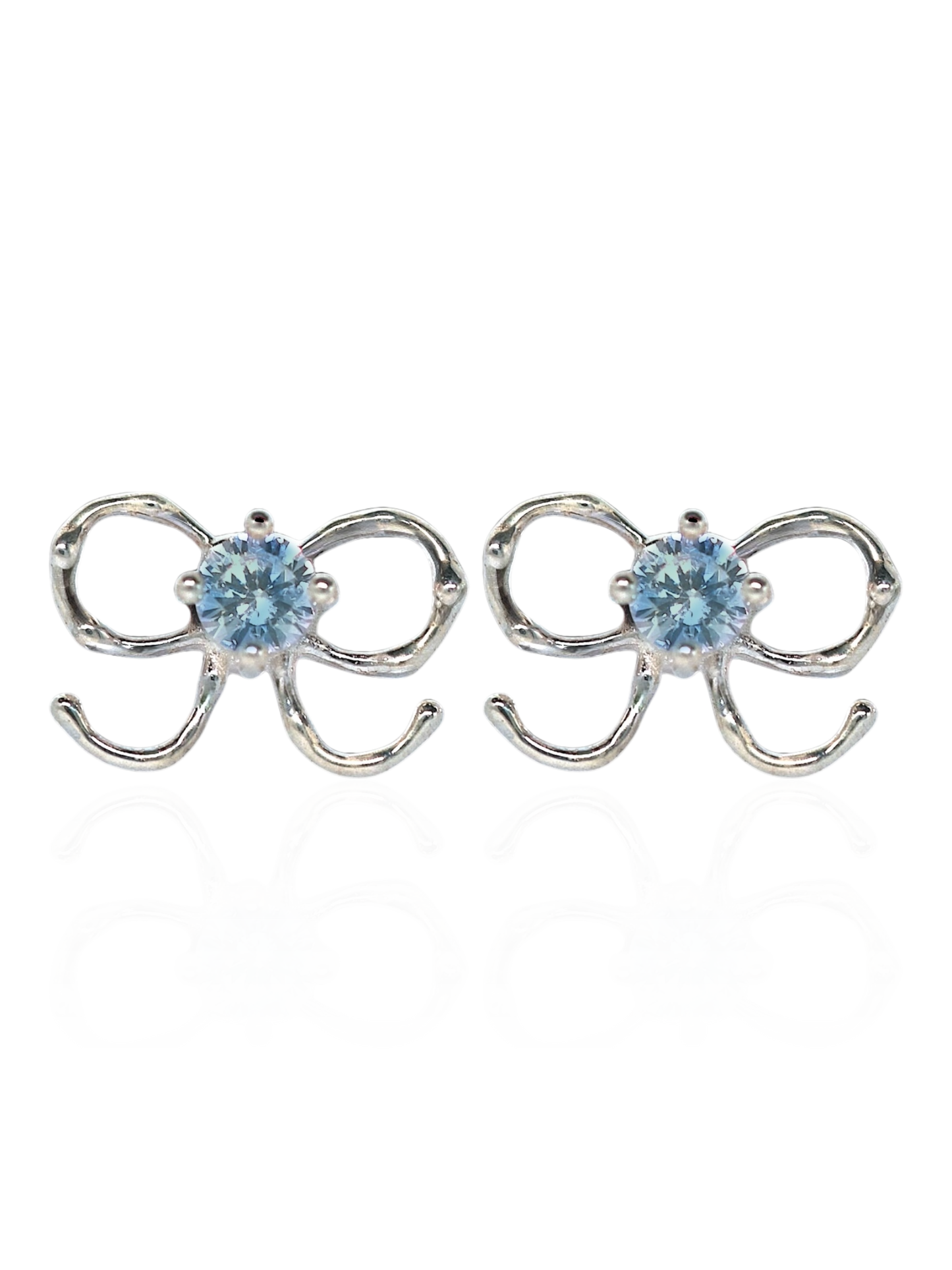 Blue Mini Bow Studs