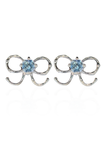 Blue Mini Bow Studs