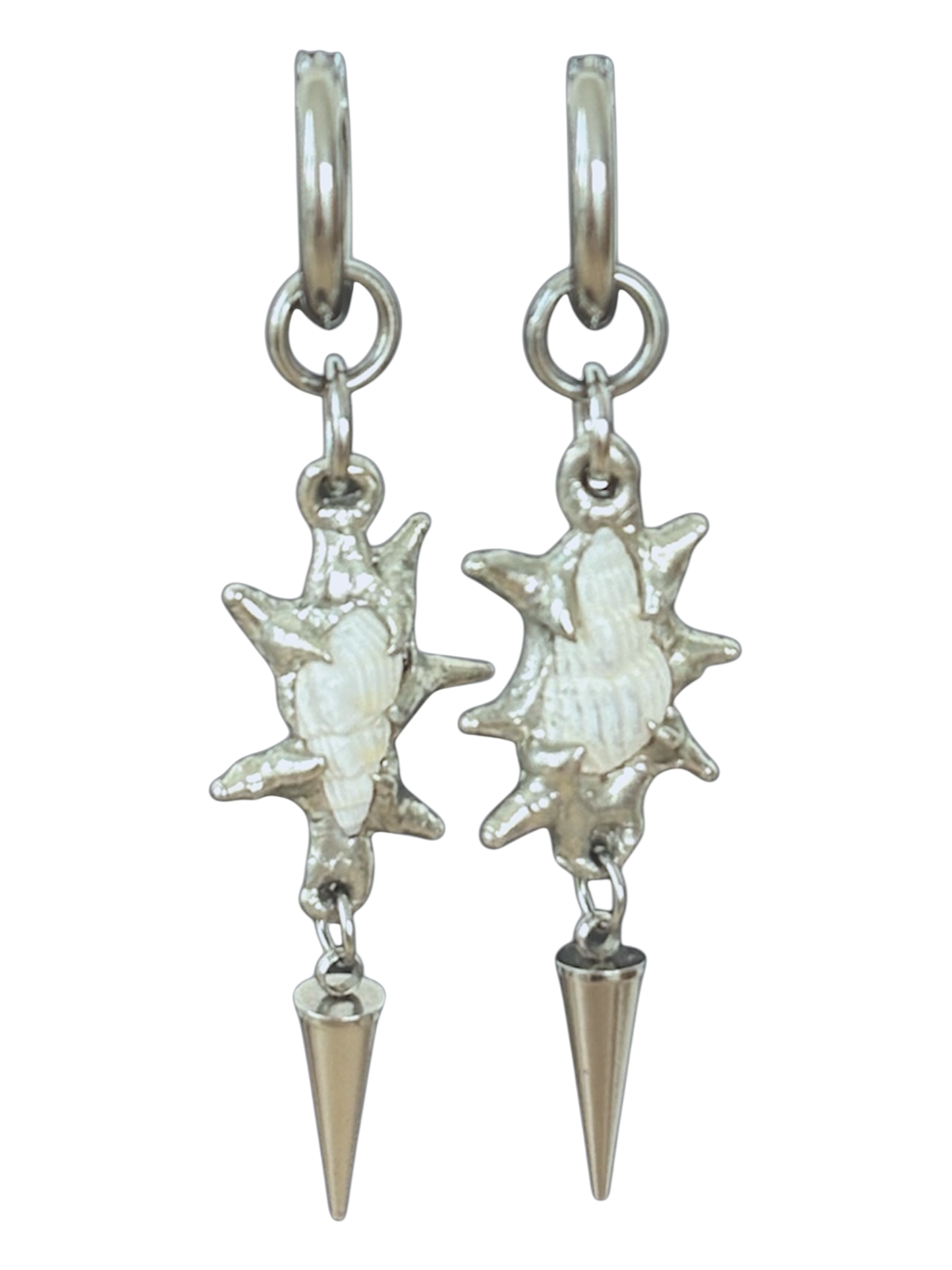 Spiky White Seashell Earrings