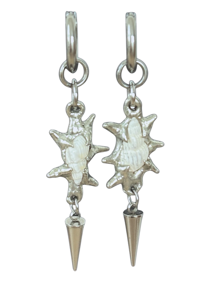 Spiky White Seashell Earrings