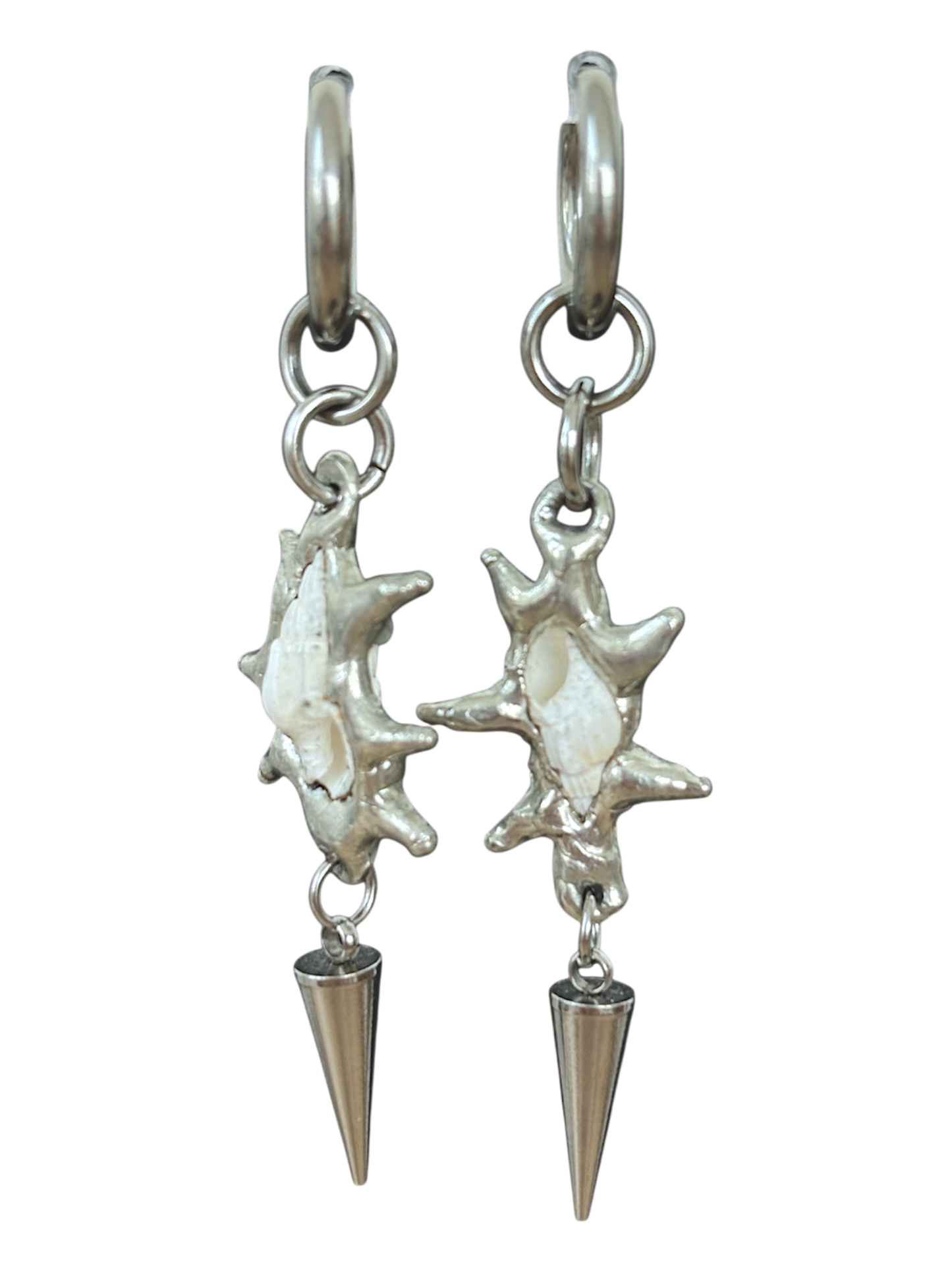 Spiky White Seashell Earrings