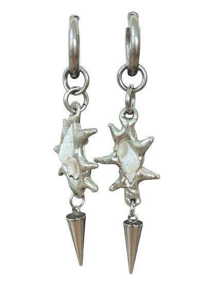 Spiky White Seashell Earrings