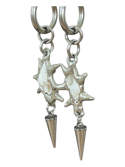 Spiky White Seashell Earrings