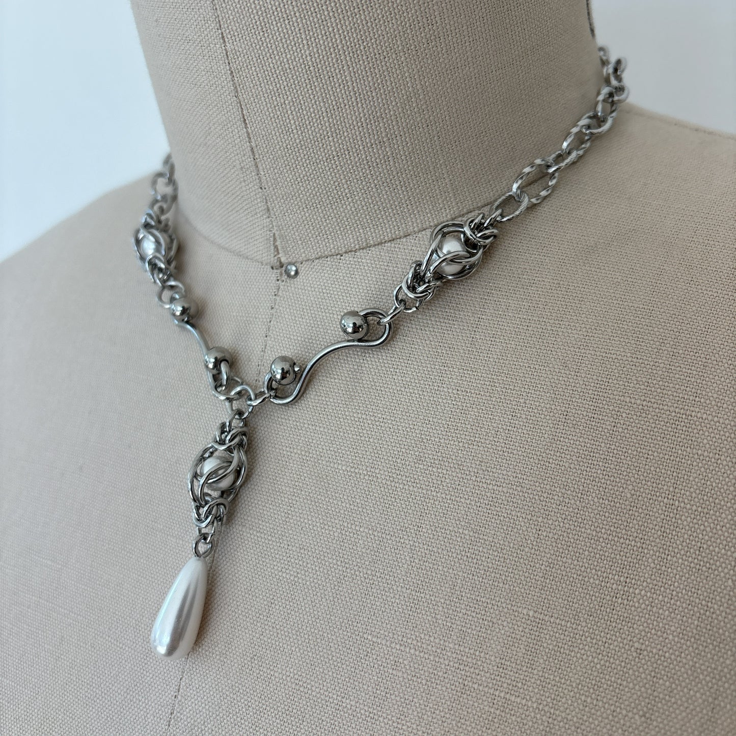 Pearl Lariat Choker Necklace