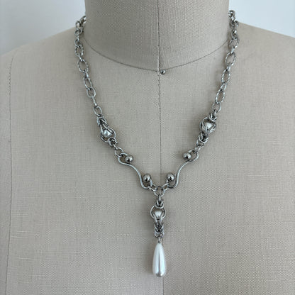 Pearl Lariat Choker Necklace