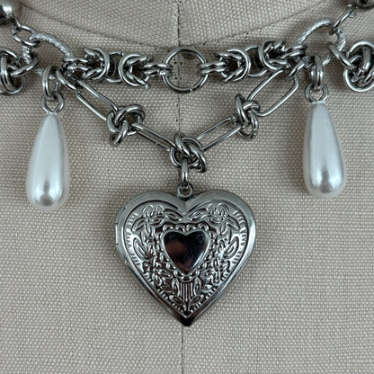 Mixed Chain Heart Locket Necklace