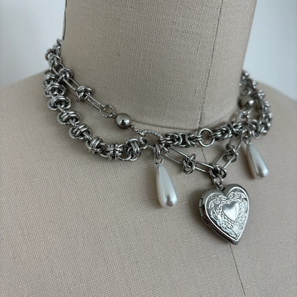 Mixed Chain Heart Locket Necklace