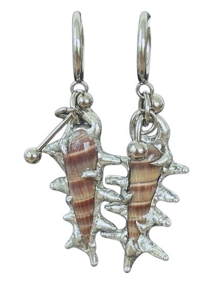 Piercing and Seashell Earrings
