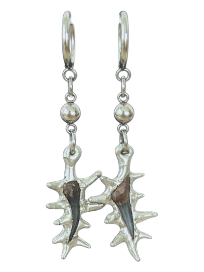 Fossilized Shark Tooth Earrings