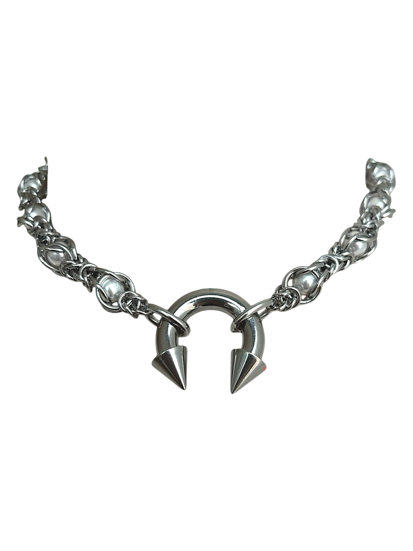 Encased Pearls Spiked Piercing Necklace